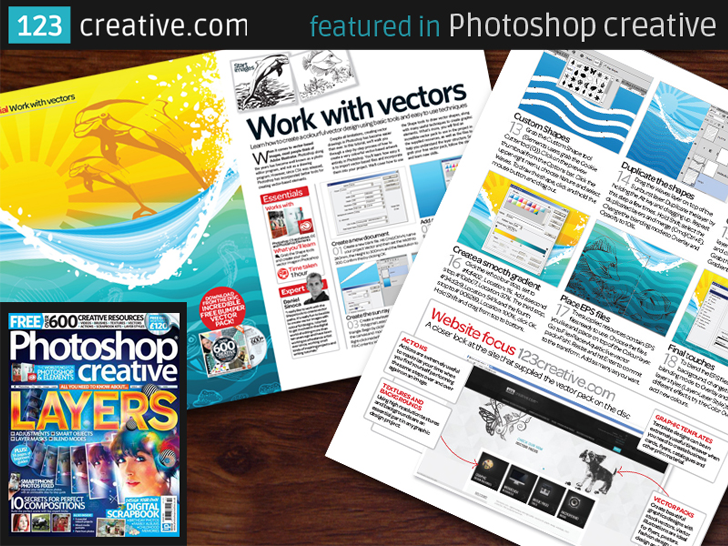 123creative.com featured in Photoshop Creative Magazine: Tutorial: Work with vectors