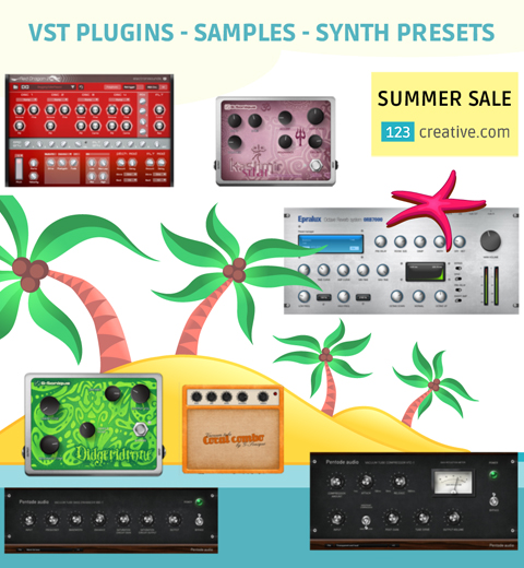 123creative.com announces Summer deals up to 50 % off on popular VST plugins, samples, synth presets until July 24