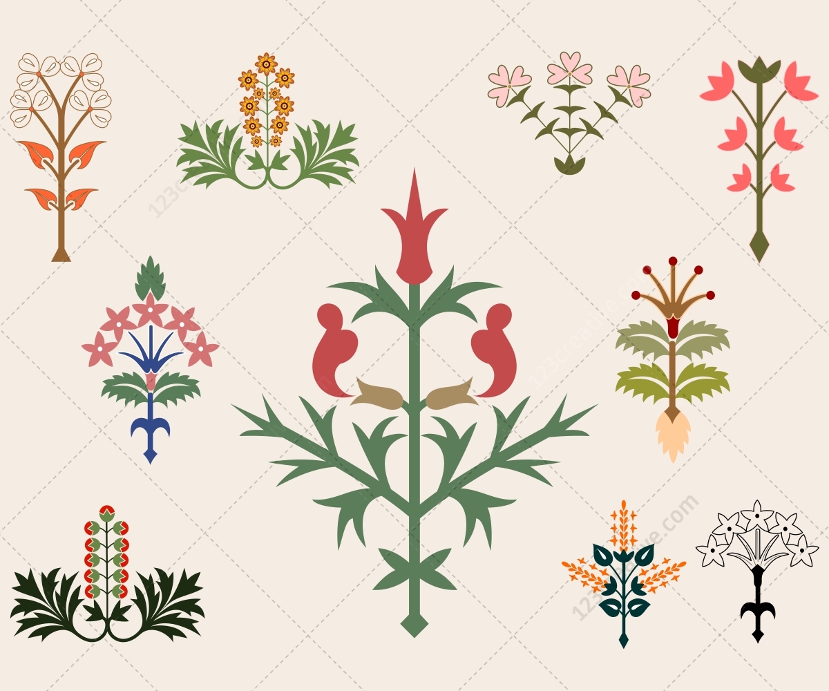 Download Flower vector collection - buy colored ornamental floral vectors, eps files.