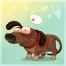 dachshund vector, animal with speech bubble vector, shy animal vector, fall in love vector