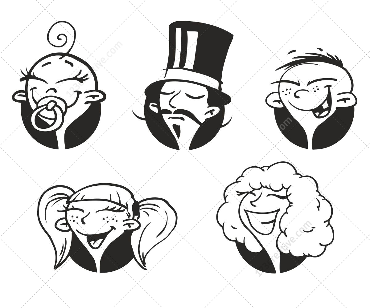 Download Funny Faces vector pack - happy face avatar vectors ...