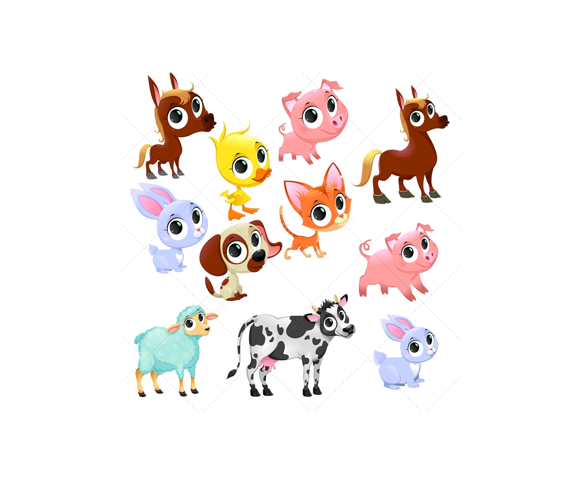 cartoon baby farm animals
