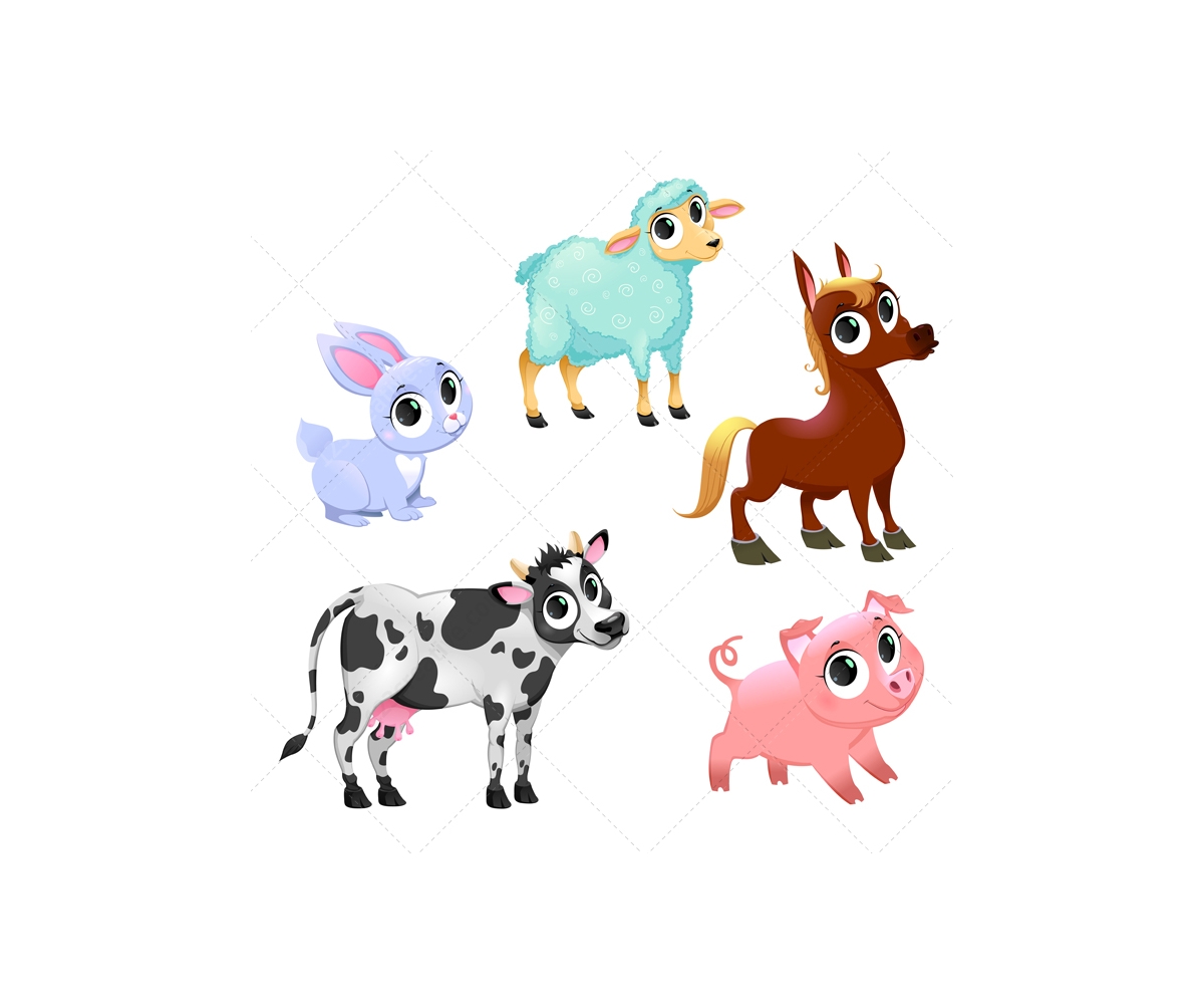 Farm animal vector set - farm baby animals vector. Vector illustration