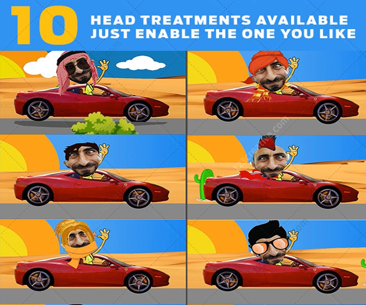 Download Cartoon face mockup scene - Photoshop animated GIF, summer scene, caricature mockup and car ...