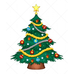 Christmas scene vector illustration - cute children and Christmas tree ...